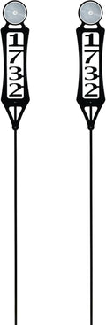 Pathways Vertical Custom Reflective Driveway Marker Set of Two | Personalize with 1-5 House Numbers or Last Name | Black Finish for Outdoors Year-Round | Unique Address Reflector Stake Set of 2