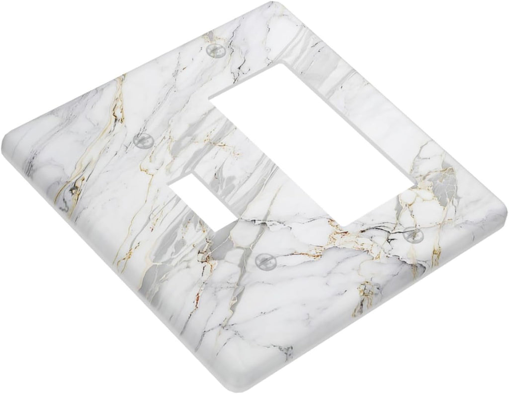 Outlet Covers Gray Gold Marble Abstract Modern Luxury 1 Toggle 1 Rocker Combo Light Switch Cover Plate Decorative Switch Plate Covers Electrical Wall Plate for Bedroom Home Decor