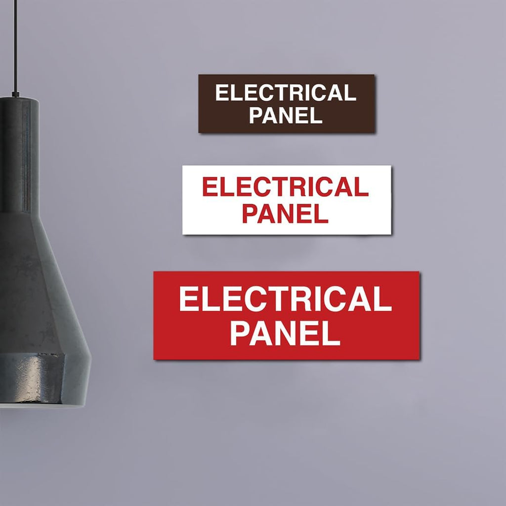 All Quality Basic Electrical Panel Sign - Fire Regulation Safety Compliance Sign - Brushed Gold - Small (2 Pack)