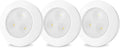 LUXSWAY LED Puck Light, Ultra-Thin Touch Light, Battery Operated, Tap Lights, 60 Lumens, Stick on Lights, Under Cabinet Lighting, Ideal for Kitchen Cabinets, Closets, Garage and More, 3-Pack, White