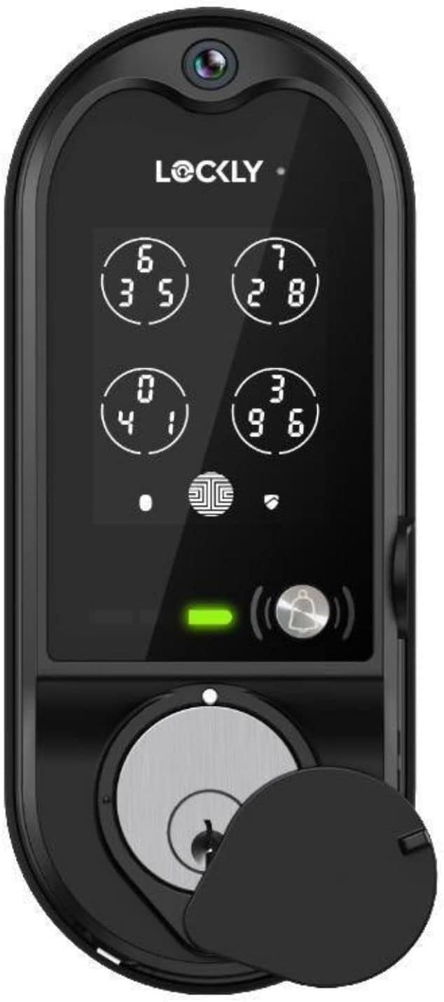 Lockly Vision Smart Lock, HD Video Doorbell Smart Locks for Front Door, Fingerprint Door Lock, Touchscreen Keypad, App Control, No Monthly Fee, Auto Lock - Matte Black