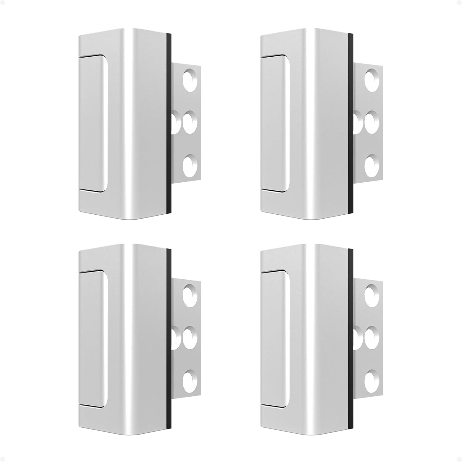 4Pack Home Security Door Reinforcement Lock Childproof, Door Locks for Kids Safety, Door Lock Latch Stopper for Front Door Inside Top of Door, Aluminum Construction Finish
