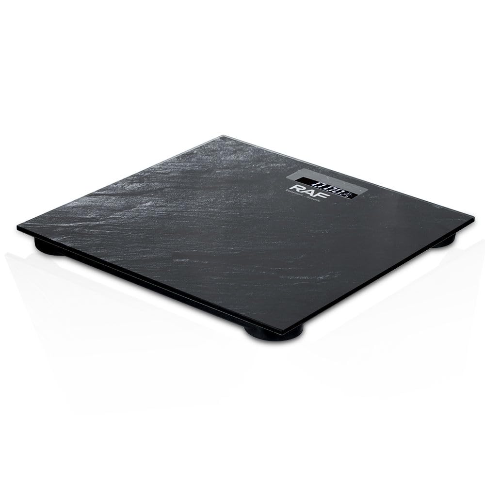 Digital Bathroom Scale with LED Display, Black Marble Pattern, Automatic On/Off Function, 180kg Capacity
