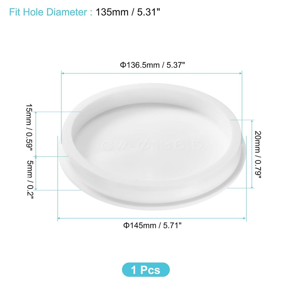 uxcell 1Pcs Silicone Hole Plug, Waterproof Round Rubber Stoppers Bottle Seal Plugs Tube Pipe End Caps for 135mm/5.31" Hole for Bathtub Bottle, White