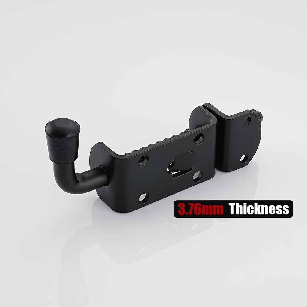 JQK Spring Loaded Barrel Bolt Latch, Heavy Duty 304 Stainless Steel Thickened 3mm Door Lock, 6.3 Inch Black, HSB410-BK-P2