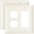 2-Pack Combo Duplex/Decorator Light Switch Cover Plate, Light Almond Modern Decorative Electrical Outlet Covers, Bamboo Fiber Wall Switch Plates and Outlet Covers