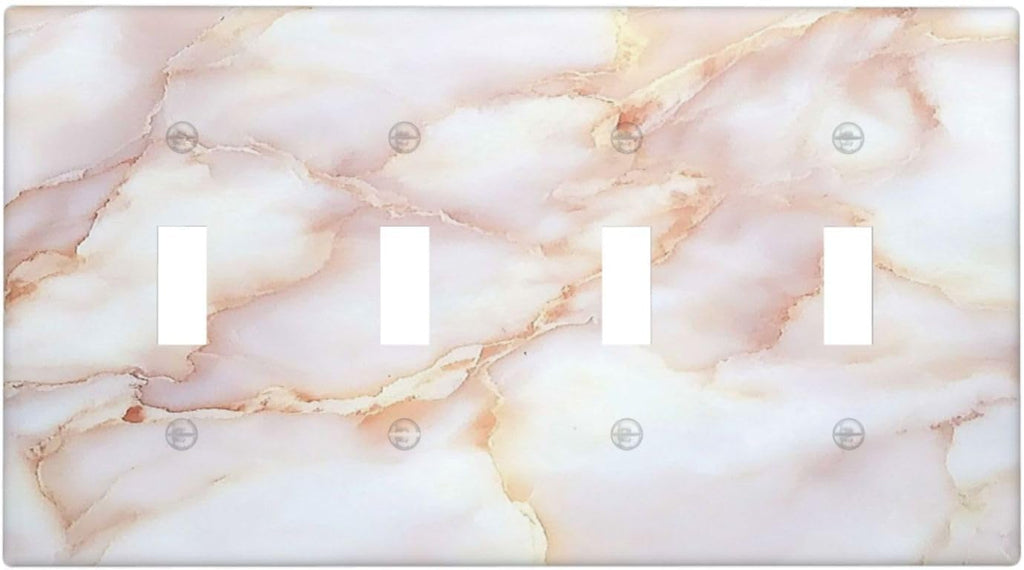 Light Switch Covers Pink Jade Marble Granite Quad Toggle Electrical Faceplate 4 Gang Wall Plate Decorative Switch Plates For Bathroom Kitchen Decor
