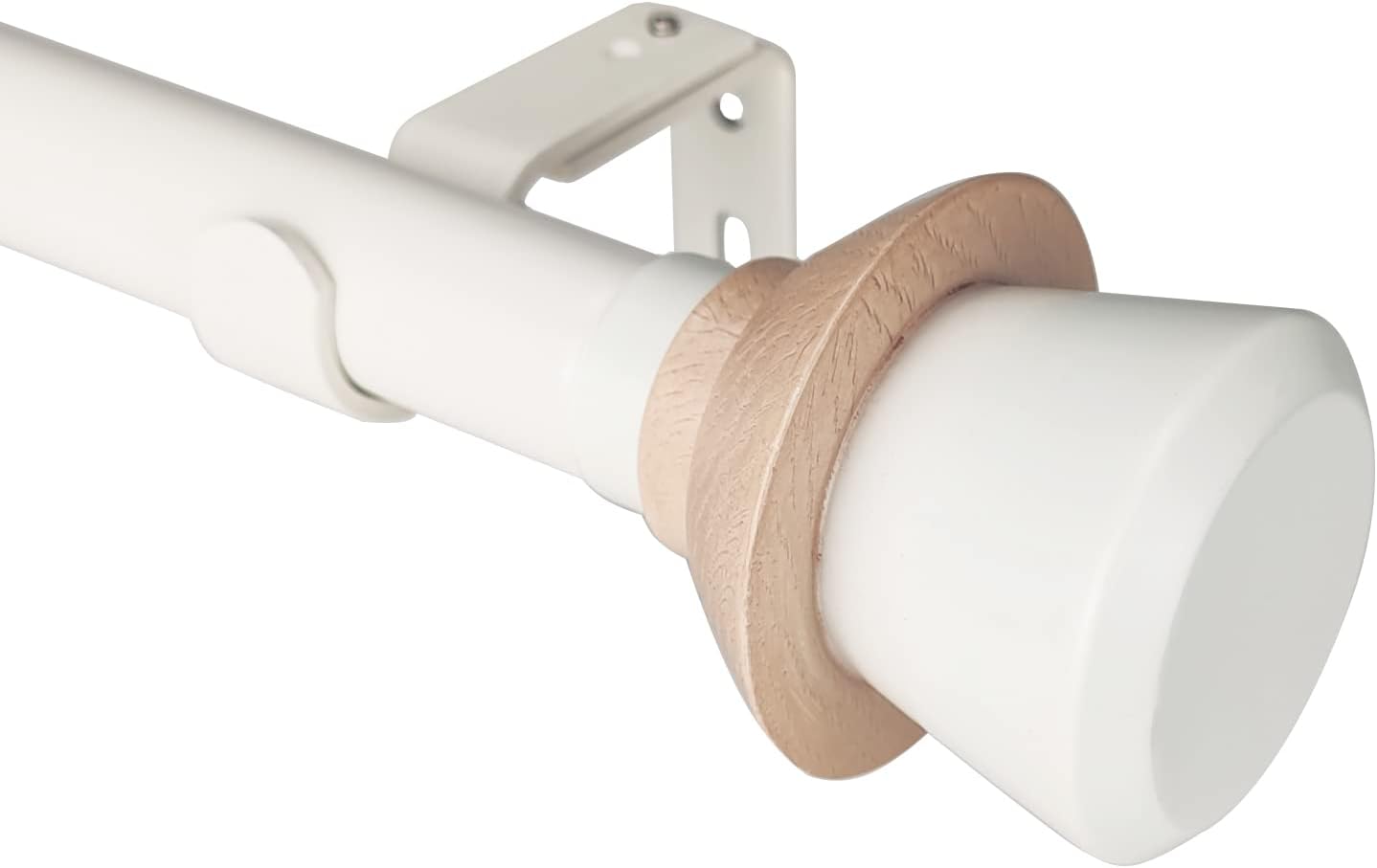 White Single Curtain Rod Set with Decorative Finials, 72-144 inch, Single Drapery Rod, 1 inch diameter, Adjustable Length,1 pack