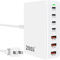 USB C Charger Block 200W 7 Port Fast Charging Station Hub, PD 45W Laptop Charger Brick Adapter Compatible with MacBook Pro/Air, iPad, DELL, Steam Deck, iPhone 17/16/15/14, Galaxy S23/22 (White)
