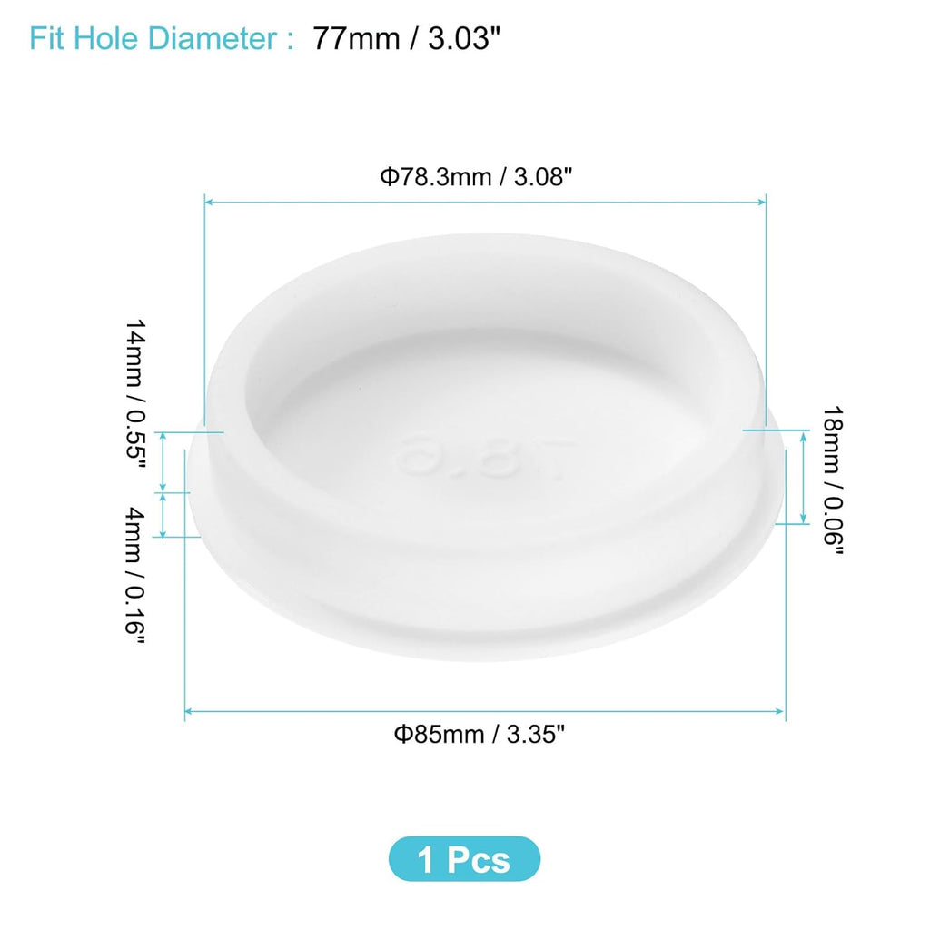 uxcell 1Pcs Silicone Hole Plug, Waterproof Round Rubber Stoppers Bottle Seal Plugs Tube Pipe End Caps for 77mm/3.03" Hole for Bathtub Bottle, White