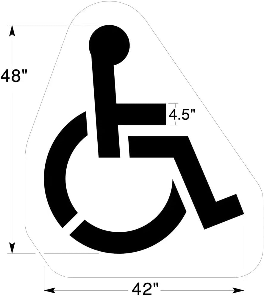 Large Handicap Parking Stencil | Part#: 10000204 | 42" W x 48" H | Flexible and Durable 1/8" PolyTough Lifetime | Made in USA