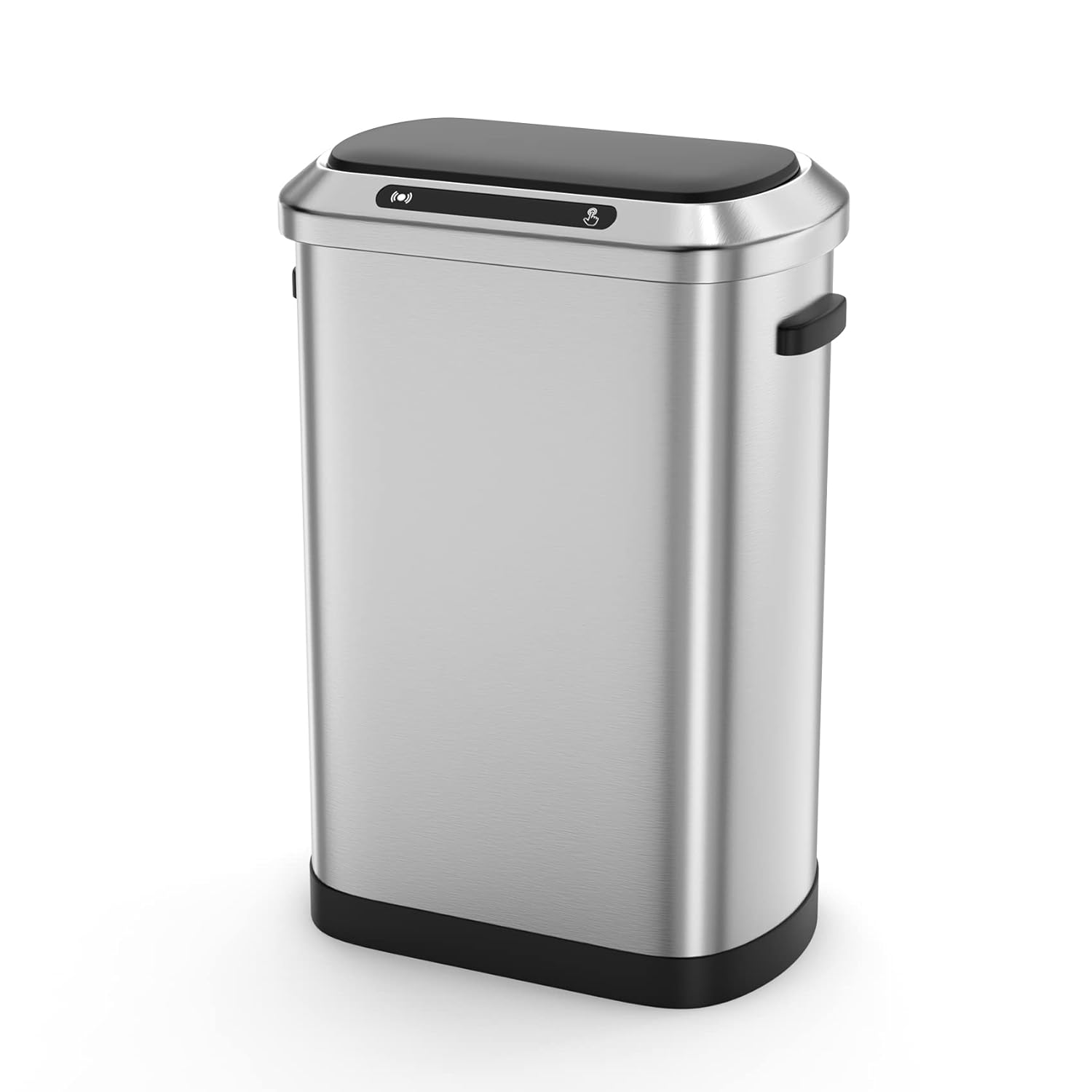 Touchless Automatic Motion Sensor Trash Can, 50L/13 Gallon Stainless Steel Smart Bin for Kitchen, Office, Bedroom, Living Room with Built-in Bag Holder - Black