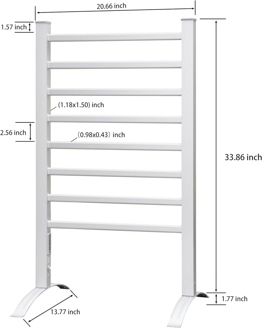 KEG Towel Warmer 8 Bars for Bathroom Freestanding or Wall Mounted Bath Towel Heater Plug-in with Built-in Timer Silver