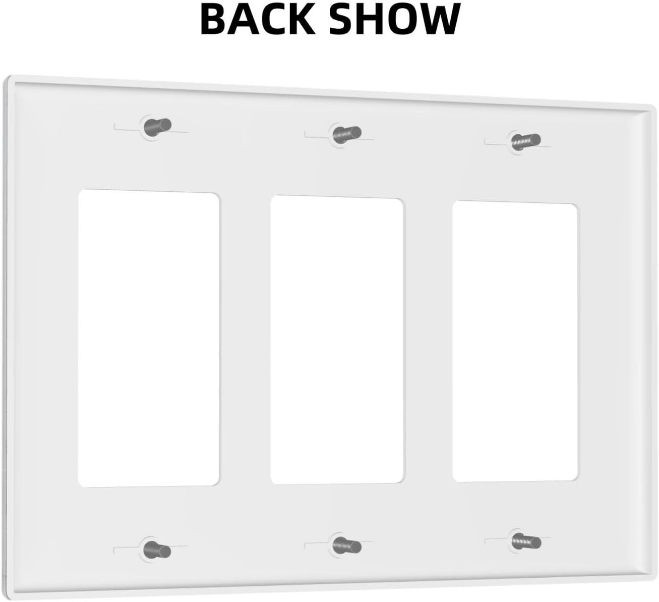 Rustic White Grey Wood Grain Light Switch Covers 3 Gang Rocker Decorative Triple Outlet Wall Plate Cover Electrical GFCI Switchplate for Bedroom Bathroom Decor