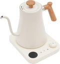 Electric Gooseneck Kettle, 0.9L 1200W Stainless Steel Kettle with ±1°F Precision Temperature Control, Adjustable Keep Warm & LED Display, Ideal for Pour Over Coffee and Tea (White)