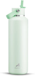 POWCAN 24 oz Double Walled Insulated Water Bottle with Straw: Leakproof, Cup Holder Friendly, BPA-free, Top Handle, Stainless Steel Water Bottle for Adult, Student, Nurse, Commuter, Bag (Mint Dew)
