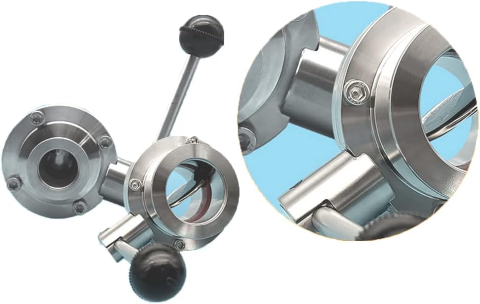 SHERICH KF16 Vacuum Butterfly Valve, Stainless Steel 304 Three-clamp Butterfly Valve with Handle and Silicone (KF16)