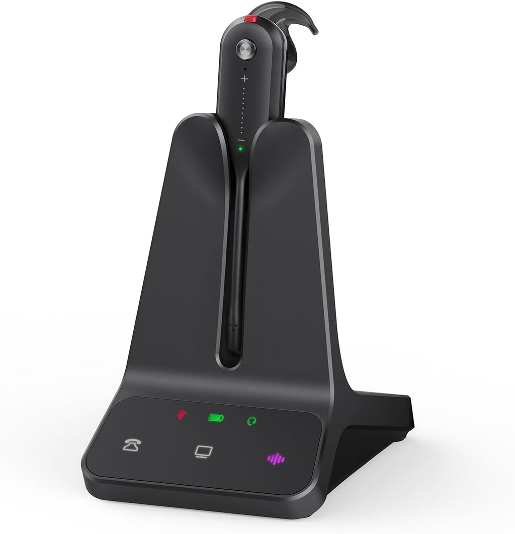 Yealink DECT Wireless Headset WH63 E2 UC,Single Ear (Mono) Convertible Office Headset with Noise Canceling Mic, 607Ft Range,3 Wearing Styles,Connects to Desk Phone and Computer