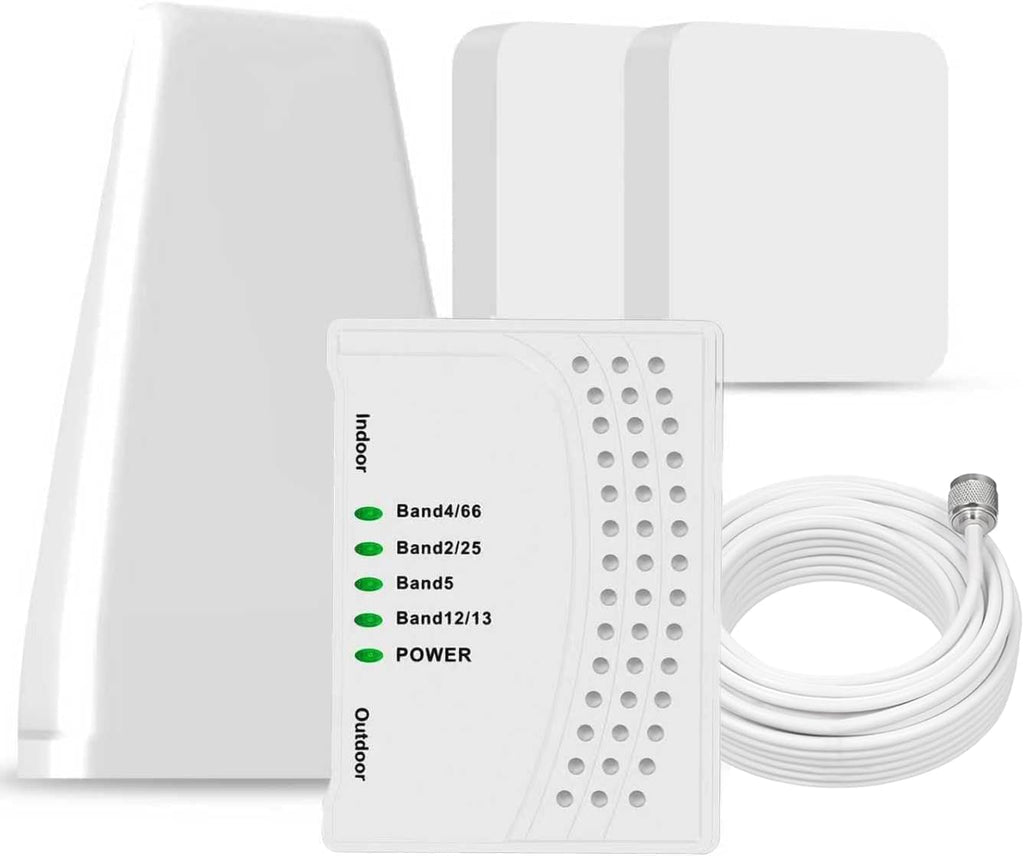 Cell Phone Booster for Home, Up to 7000Sq. Ft,Cell Phone Signal Booster for Rural Area with 2 Indoor Panel Antennas,Boosts 5G 4G LTE for Home (Dark White)