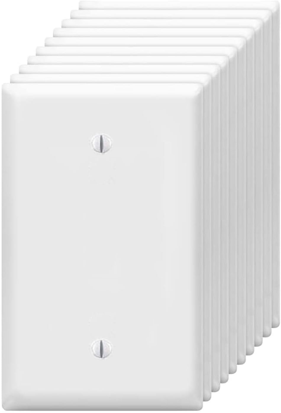Blank Wall Plates 1-Gang blank Switch Outlet Electrical Cover Plate Unbreakable Thermoplastic Faceplate for Light Receptacle Outlet Switch, White (10 Pack)