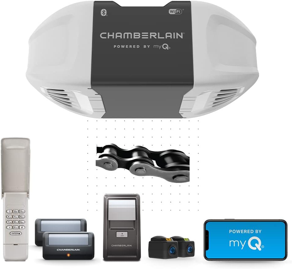 Chamberlain C2405 MYQ Smart Garage Door Opener, Chain Drive, 1/2-HP Motor, Dual Light - Quantity 1