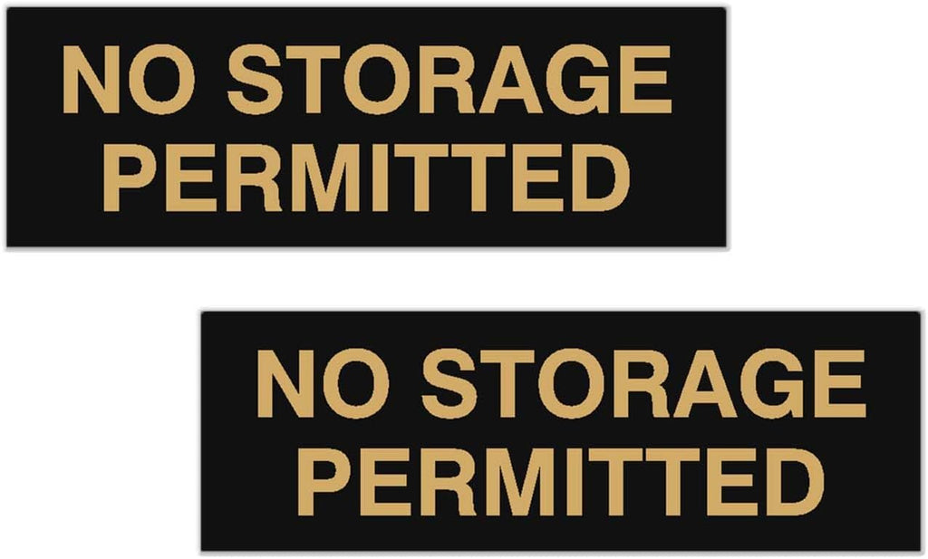 Signs ByLITA Basic No Storage Permitted Sign | Powerful Foam Tape (Black/Gold) - Medium 2 Pack