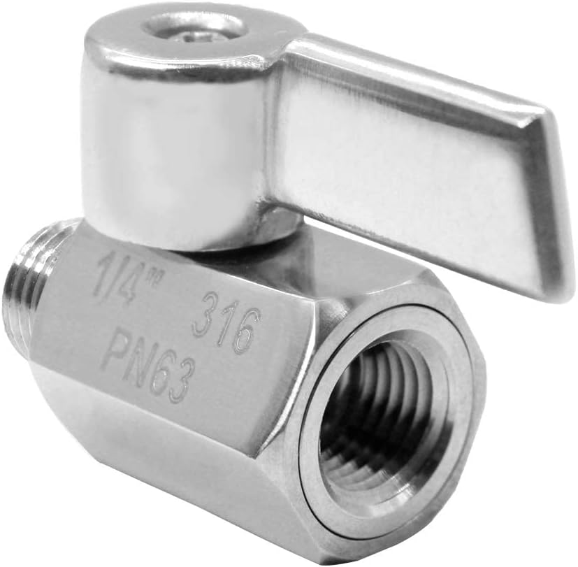 Beduan Mini Ball Valve Stainless Steel(316) 1/8" NPT Male x NPT Female Mini Ball Shutoff Valve(Pack of 2)