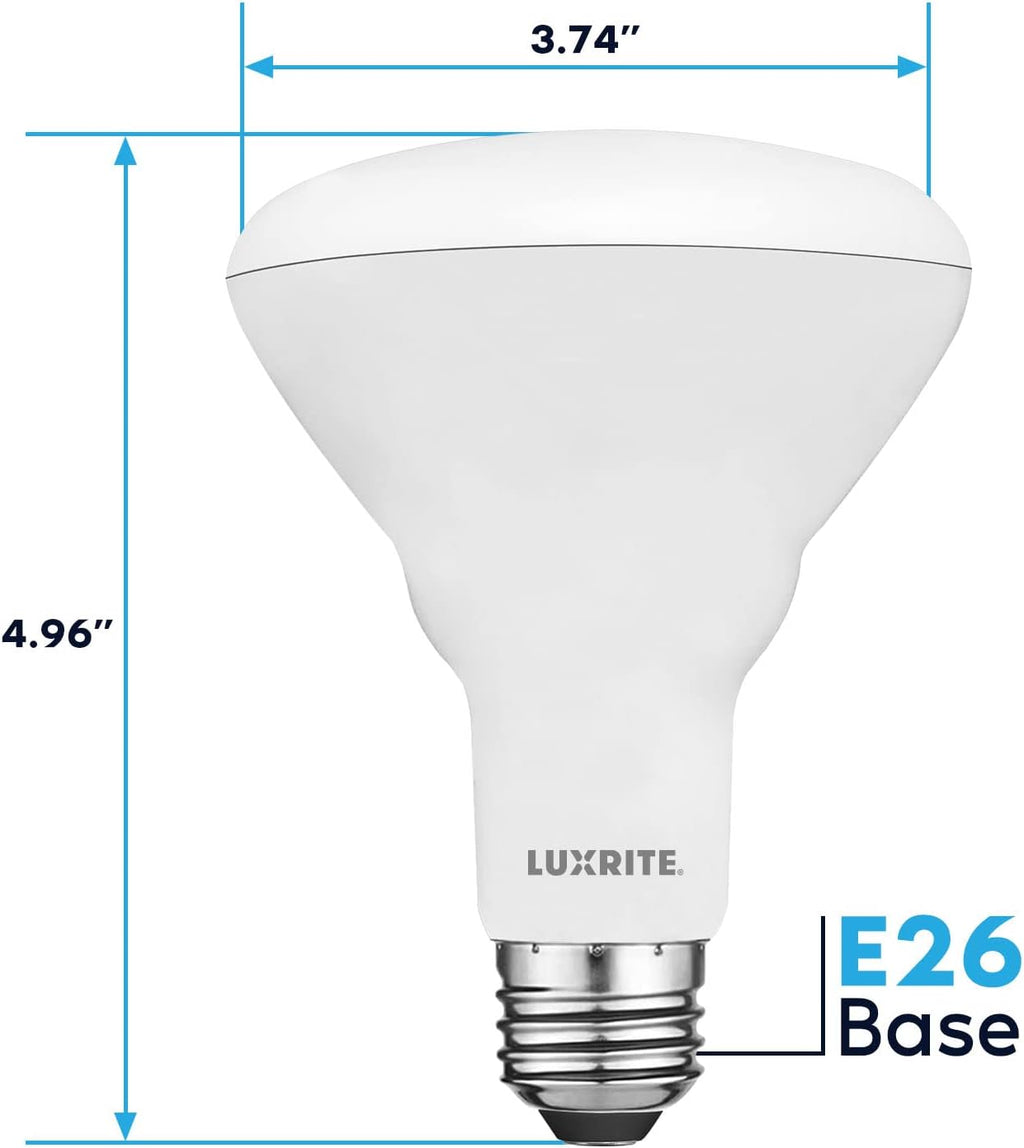 LUXRITE 6-Pack BR30 LED Bulb, 65W Equivalent, 5000K Bright White, Dimmable, 650 Lumens, LED Flood Light Bulbs, 8.5W, Energy Star, E26 Medium Base, Damp Rated, Indoor/Outdoor - Living Room and Kitchen