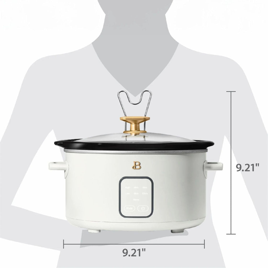 Beautiful 4-Qt Digital Slow Cooker with Smart Touch Screen, Removable Pot, Timer Presets, Ideal for Small Families