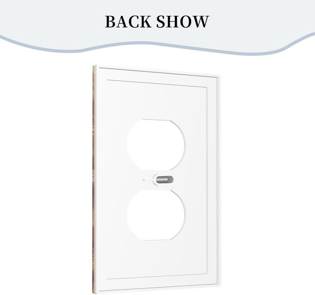 Decorative Outlet Covers Golden Leaf Red Peony Flowers Floral 1 Gang Duplex Light Switch Cover Plate Wall Plates for Electrical Outlets Switchplate Faceplate for Home Decor