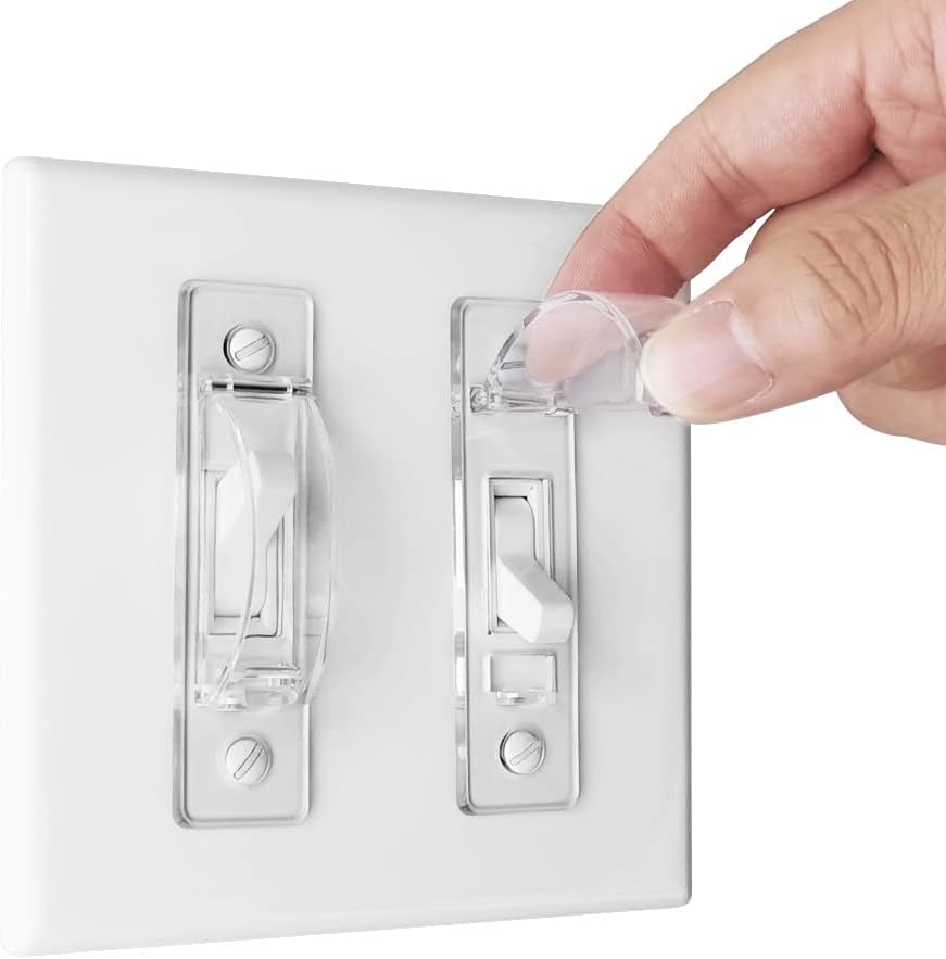 Wall Switch Guard, ILIVABLE Child Proof Light Switch Plate Covers Protects Your Lights from being Accidentally Turned On or Off by Children and Adults (Clear, 2 Pack)