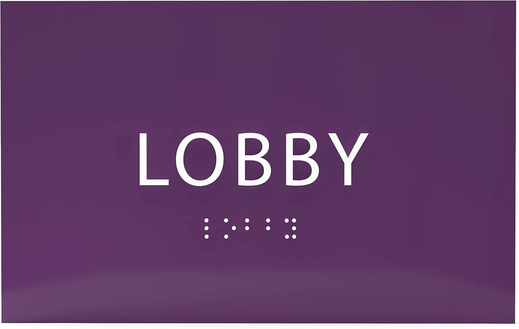 6" X4" Lobby Sign - Tactile Graphics Grade 2 Braille Text Reception Area Sign| Utility ADA Compliant Wall Mount Plastic Signs For Hospital, Offices, Businesses & Apartments