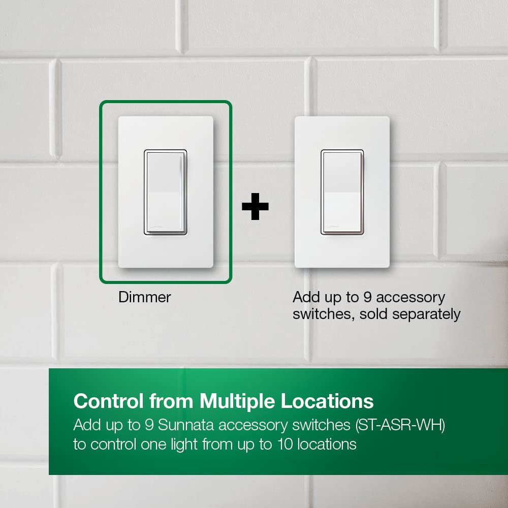 Lutron Sunnata Touch Dimmer Switch, LED+ Advanced Technology for LED and Incandescent, 3 Way/Multi Location, STCL-153MS-WH-2, White, 2 Pack