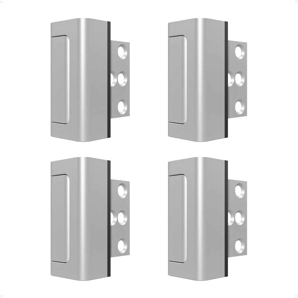 4 Pack Home Security Door Reinforcement Lock, Childproof Safety Door Lock Latch Stopper, Removable Screw-Mounted, Prevent Home Unauthorized Entry, Aluminum Construction, Withstands 800 lbs