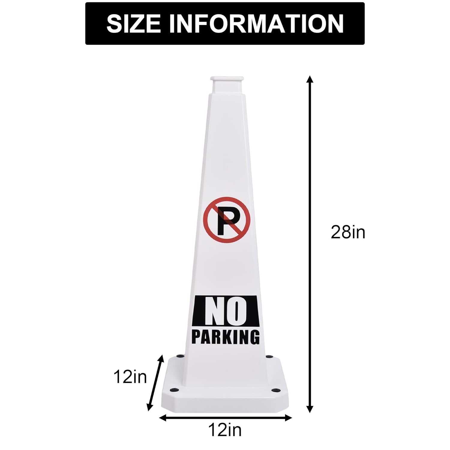 OrangeStar 3-Pack 28" No Parking Cones, Large 4-Sided Traffic Cones with Heavy Rubber Base for Parking Lot Control, Safety, Driveway | Indoor Outdoor Use