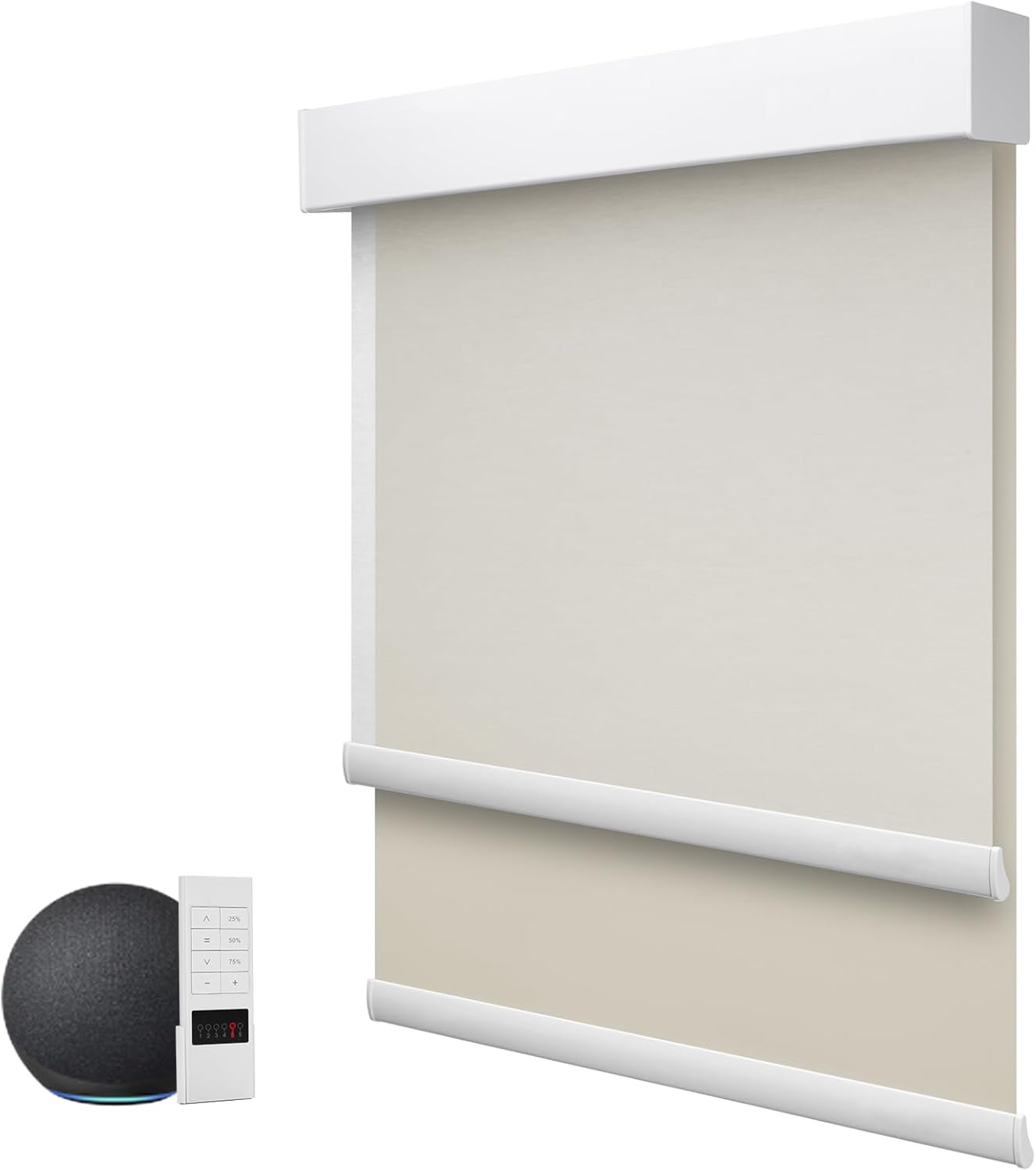 ZSTARR Motorized Day and Night Dual Smart Blind for Window with Valance Rechargeabl Motor,Blackout Roller Shade Custom Size,with Valance Suitable for Home,Office (Full Blackout Light Coffee)…