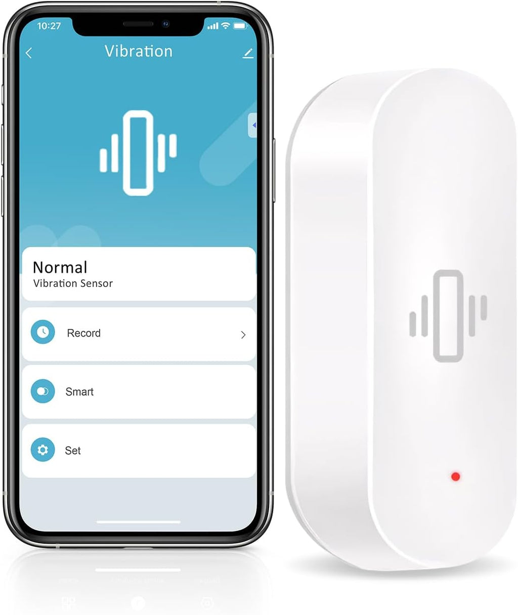 WiFi Vibration Sensor, Smart Window Alarm Sensors, Tuya APP Remotely Receives Notifications with Adjustable Sensitivity, for Window Security Door Alarm Home Assistant