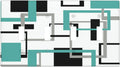 Geometric Turquoise Black Gray Modern Abstract Boho Light Switch Covers Quad Toggle Electrical Faceplate 4 Gang Wall Plate Decorative Switch Plates Cover for Office Nursery Decor