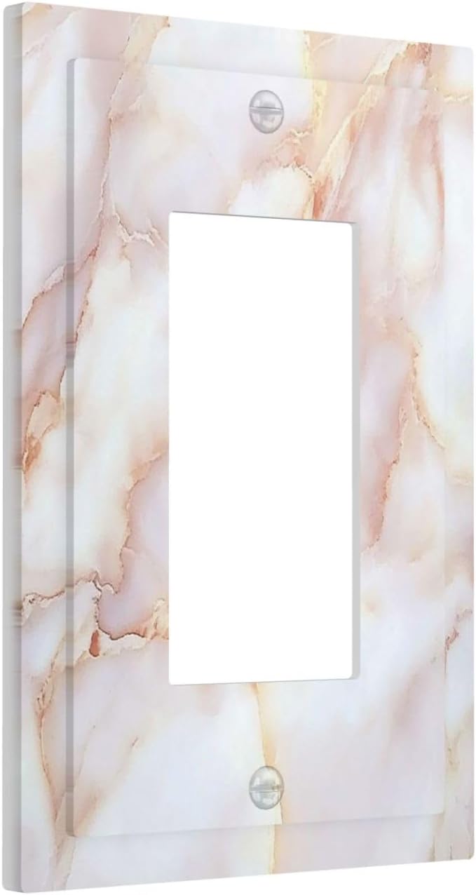 Decorative Outlet Covers Pink Jade Marble Granite 1 Gang Single Rocker Light Switch Cover Plate Wall Plates Gfci Faceplate For Bathroom Kitchen Decor