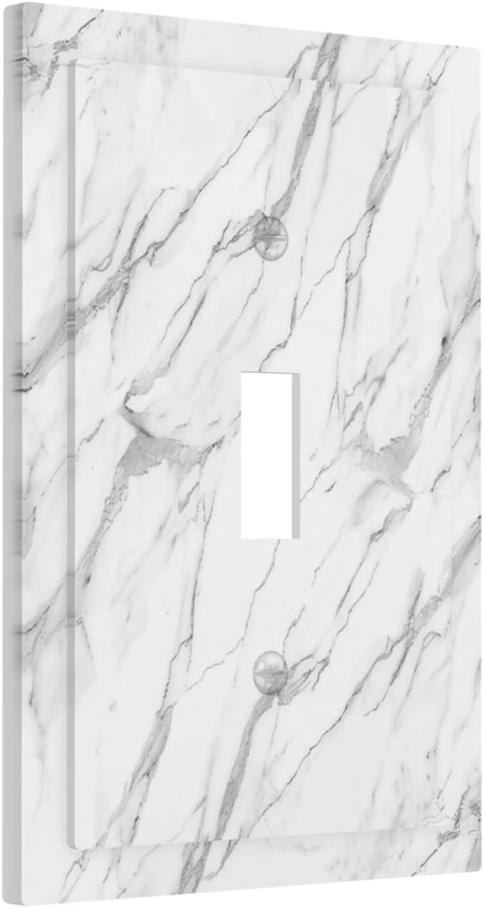 Decorative Light Switch Cover Plate Modern Grey Marble Texture 1 Gang Single Toggle Wall Plates for Electrical Outlet Covers Switch Plate Covers Faceplate for Bedroom Kitchen Decor