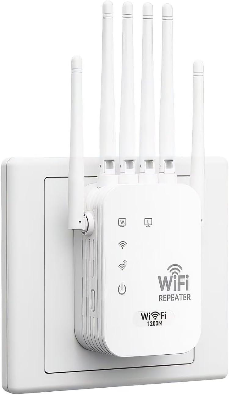 WiFi Range Extender Up to 12000 Sq.Ft Coverage, Up to 300Mbps with 6 High-Gain Antennas, 3-in-1 Mode with Ethernet Port, Easy Setup