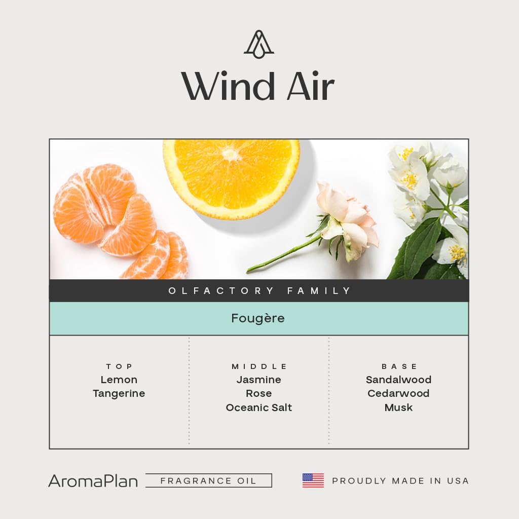 AromaPlan Hotel Scents Wind Air 5 Fl Oz (148ml), Home Luxury Aroma & Hotel Fragrance Diffuser Oil- Hotel Diffuser Oil for Aromatherapy- USA Made, Bigger Bottle, Bolder Aroma & Longer Lasting
