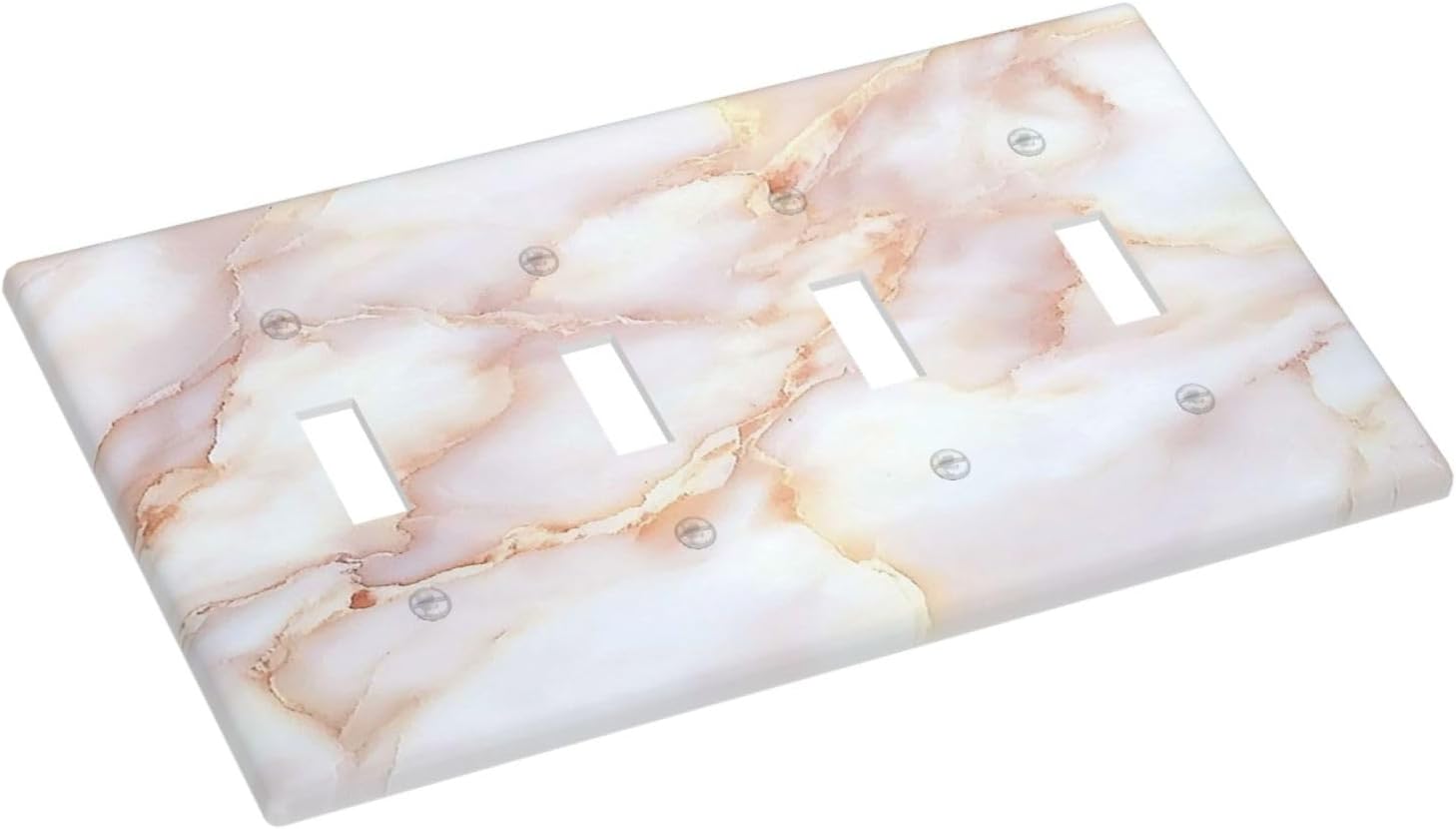Light Switch Covers Pink Jade Marble Granite Quad Toggle Electrical Faceplate 4 Gang Wall Plate Decorative Switch Plates For Bathroom Kitchen Decor