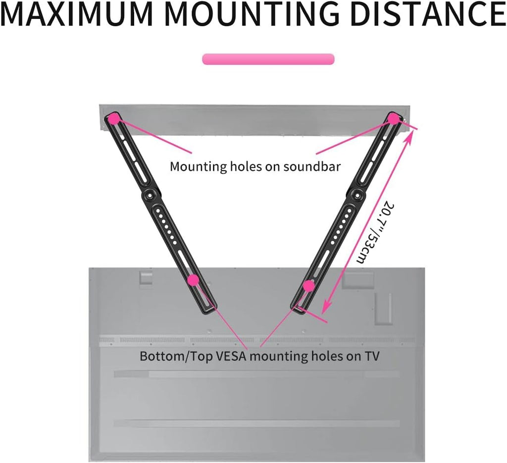 Universal Sound Bar Mount Bracket for Above/Under TV, Fits 23-65 Inch TVs, up to 22 lbs by XINLEI SBR301