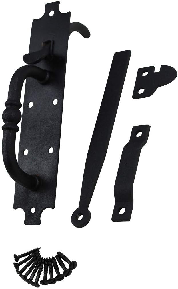 Black Cast Iron Norfolk Door Latches Traditional Gate Or Door 8" Tall Thumb Latches Black Powder Coated Two Sided Gate Latch Locks with Mounting Hardware | Renovators Supply Manufacturing Pack of 3