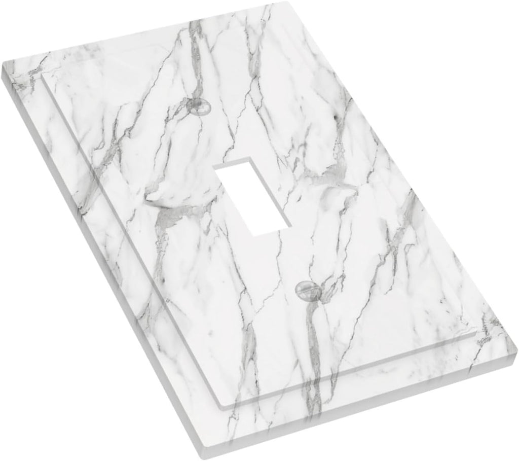Decorative Light Switch Cover Plate Modern Grey Marble Texture 1 Gang Single Toggle Wall Plates for Electrical Outlet Covers Switch Plate Covers Faceplate for Bedroom Kitchen Decor