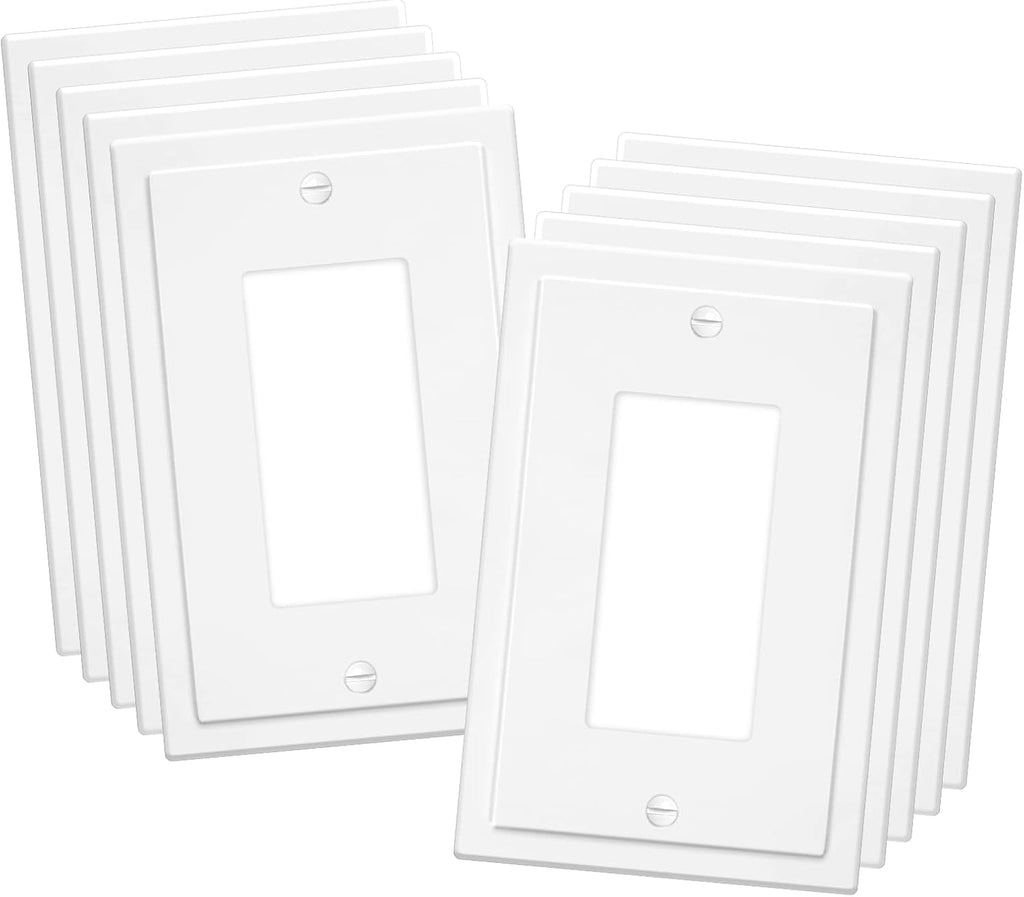 1-Gang Modern Edge Decorative Wall Plate Cover Switch Outlet Single Decorator Electrical Faceplate for Light Switches, Smart Switch, GFCI, Dimmers, Receptacle, USB Outlet (10 Pack, Single Decorator)