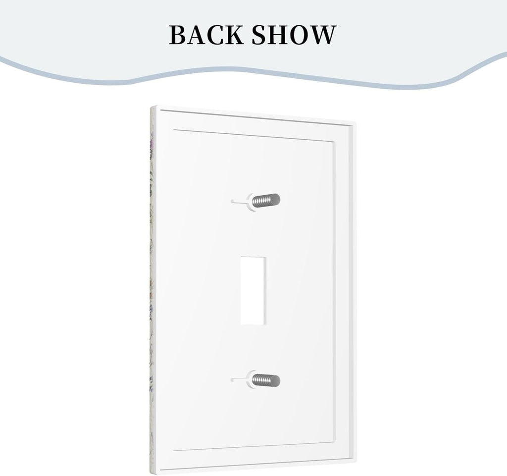 Beige Background Boho Flowers Plant Leaf 1 Gang Light Switch Covers Single Toggle Wall Plate Decorative Switchcover Electrical Switchplate for Country Bathroom Bedroom Decor