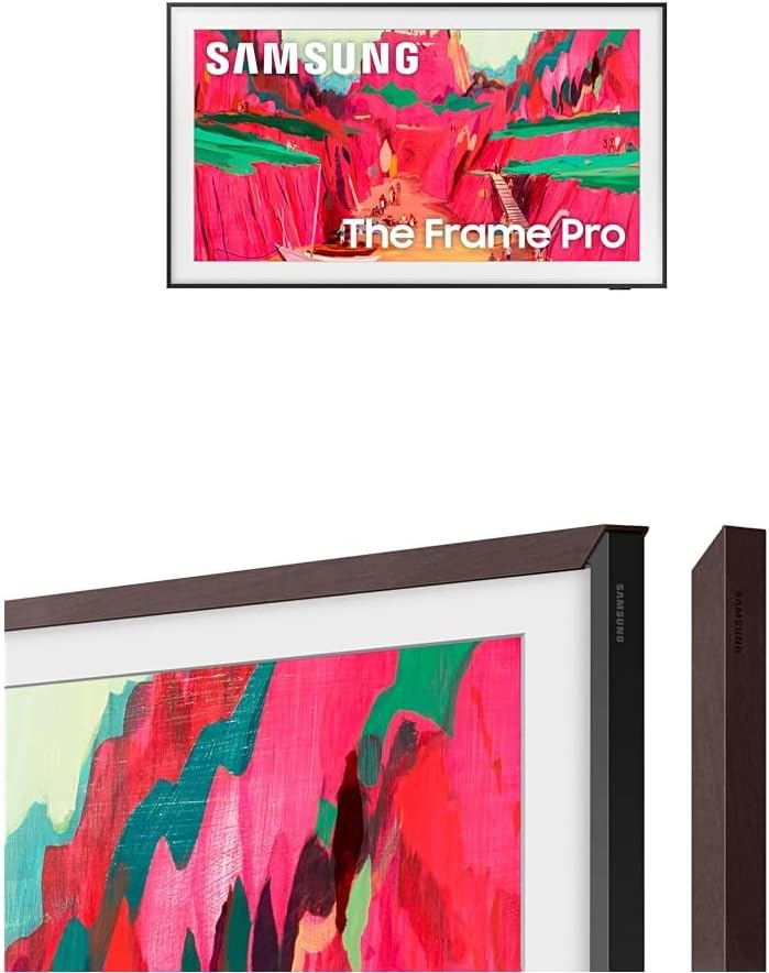 SAMSUNG 85-Inch The Frame Pro LS03FW 4K Neo QLED Mini LED Smart TV (2025 Model) with Modern Brown Customizable Bezel Bundle