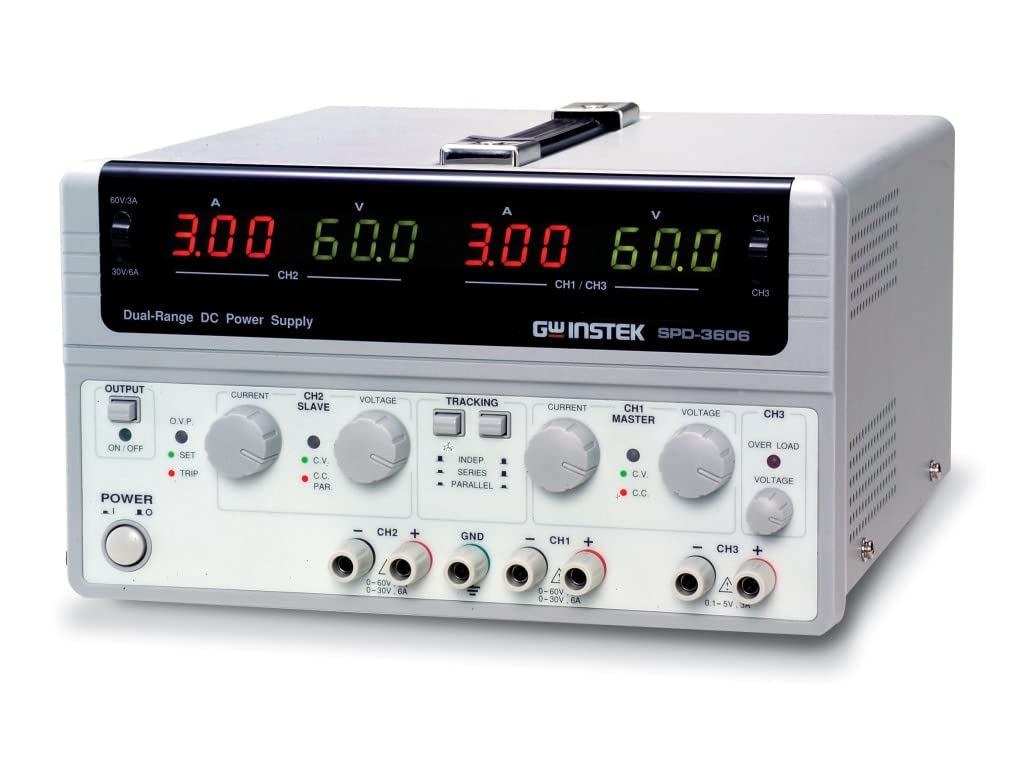 GW Instek 375W, 3-Channel, Programmale Dual Range 0-30V, 0-6A or 0-60V, 0-3A